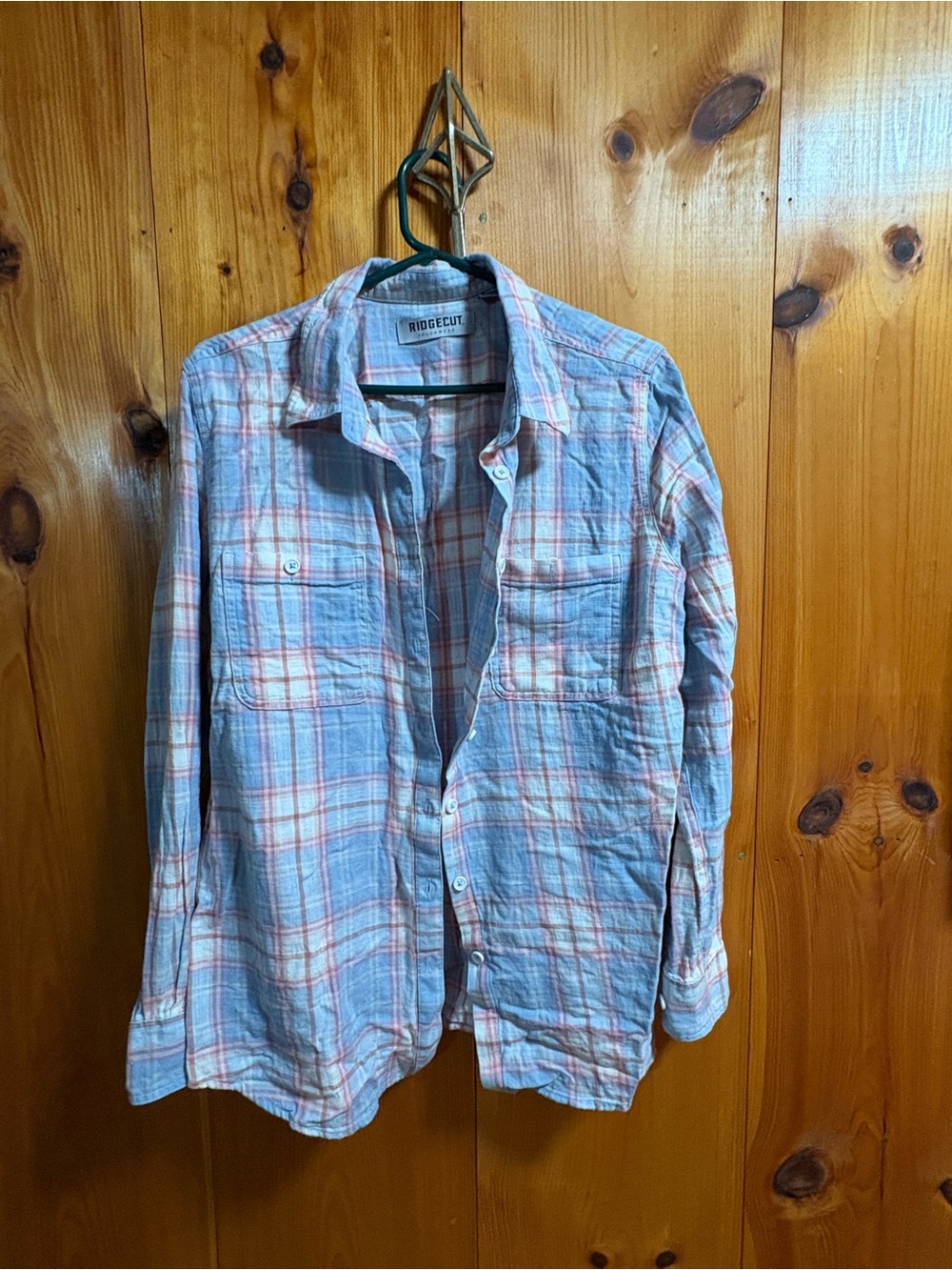 Distressed Blue Denim Button-Down Shirt